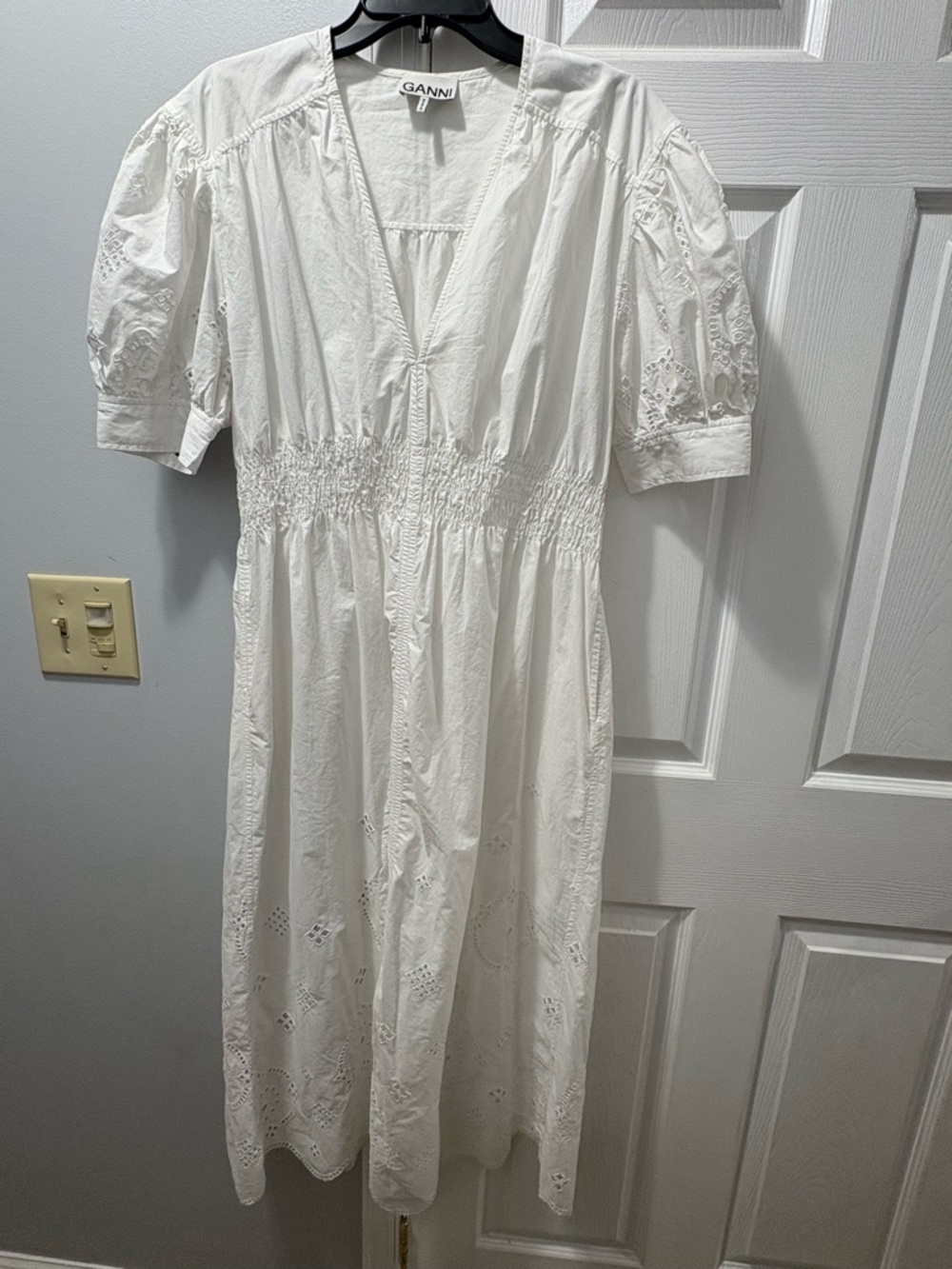 GANNI Broderie Anglaise‎ Midi Dress Size 38/ US Size 6 - Picture 2 of 6